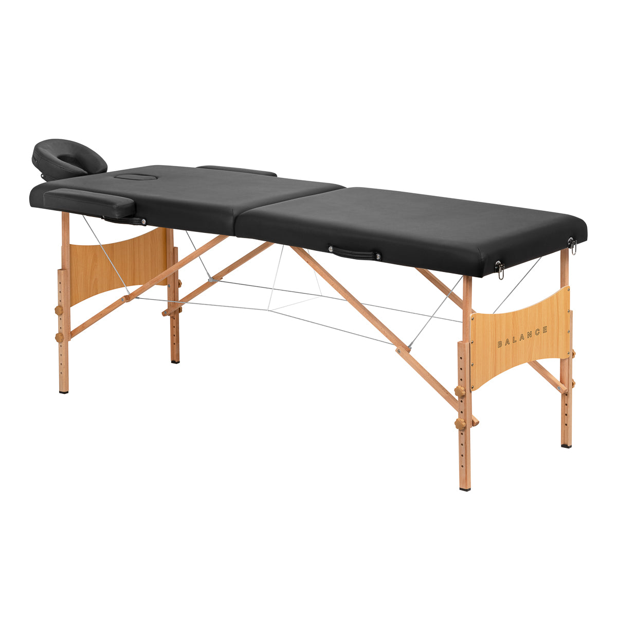 Klappbare Massageliege Holz Balance 2 Segmente Schwarz
