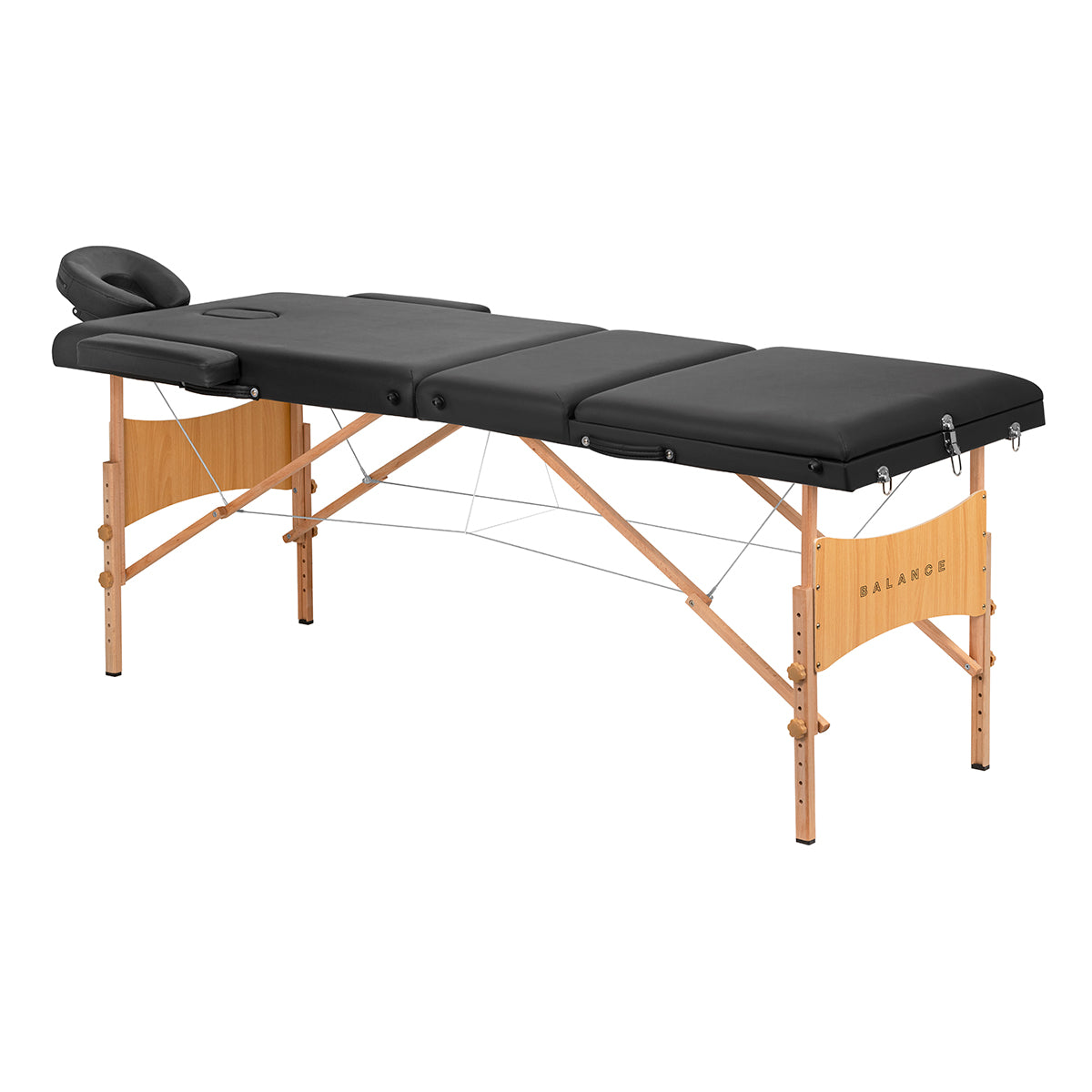 Klappbare Massageliege Holz Balance 3 Segmente Schwarz
