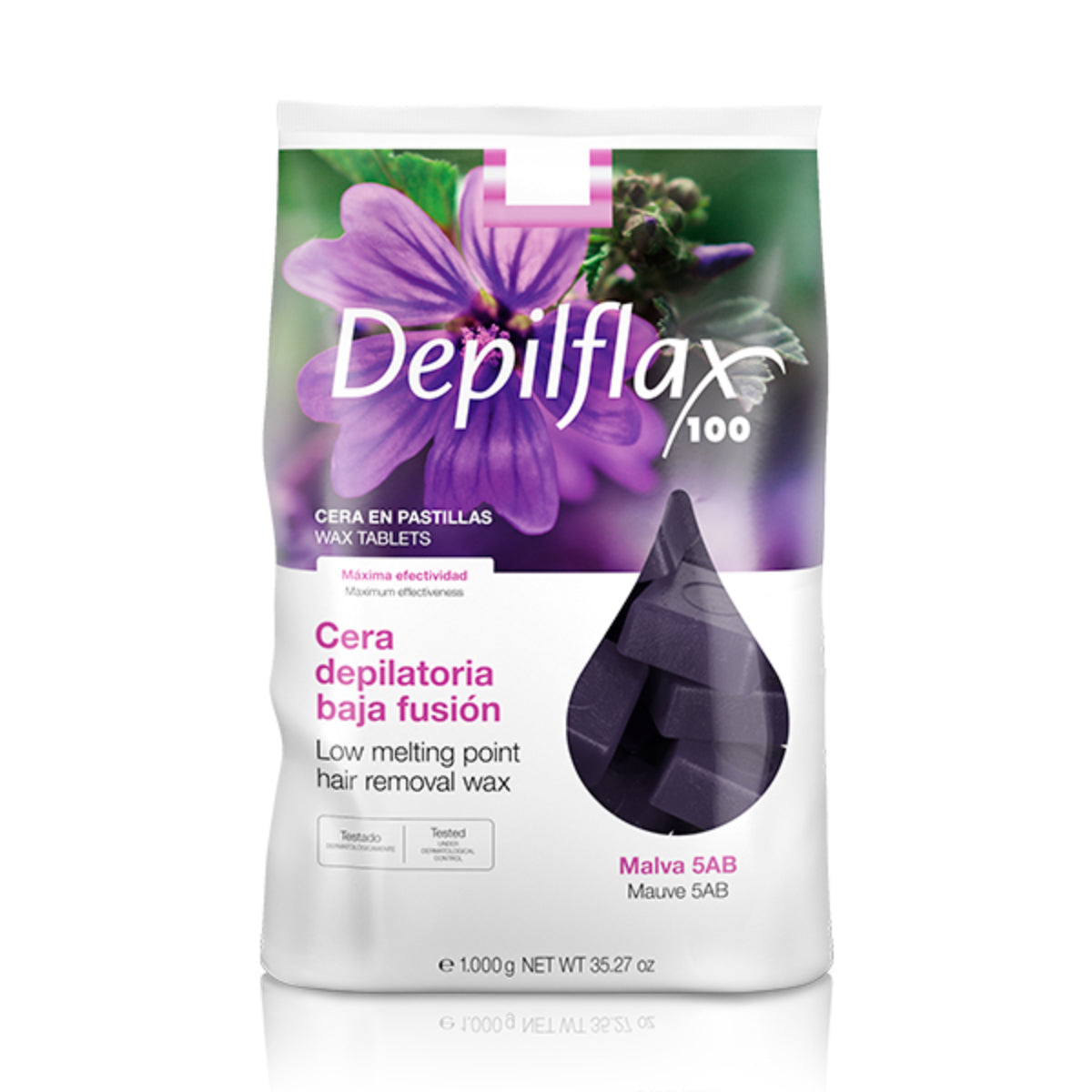 Depilflax 100 Elastisches Wachs zur Haarentfernung mit Niedrigem Schmelzpunkt Malva 5AB 1000 g