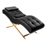 Behandlungsstuhl für Wimpern Sillon Alba Schwarz mit Goldenem Untergestell