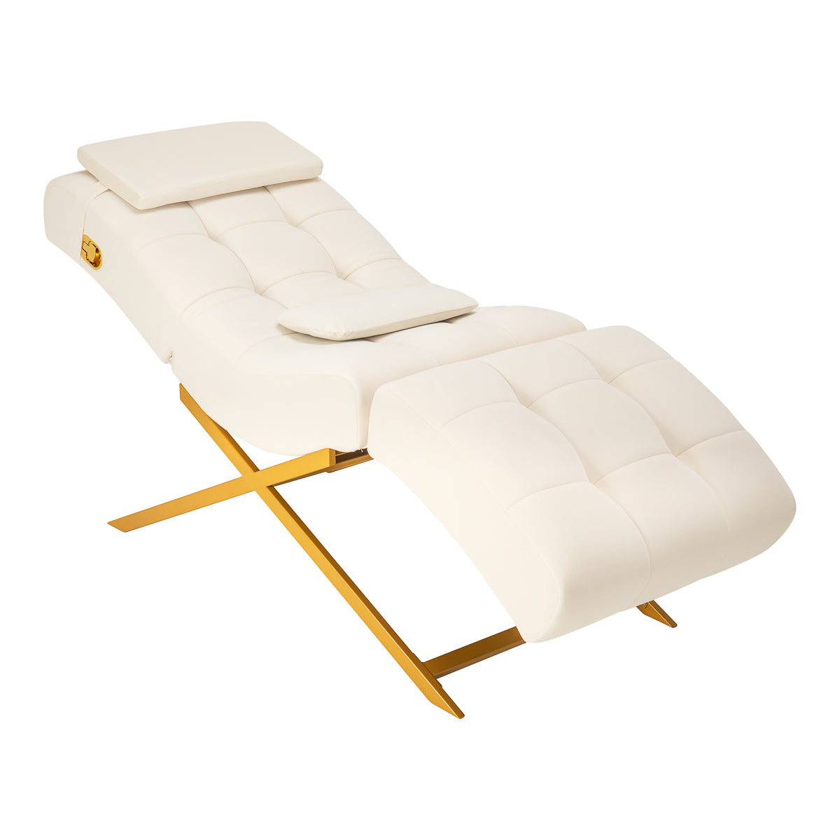 Behandlungsstuhl für Wimpern Sillon Umbra Weiß mit Goldenem Untergestell