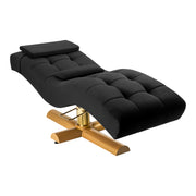 Behandlungsstuhl für Wimpern Sillon Corona Schwarz mit Goldenem Untergestell
